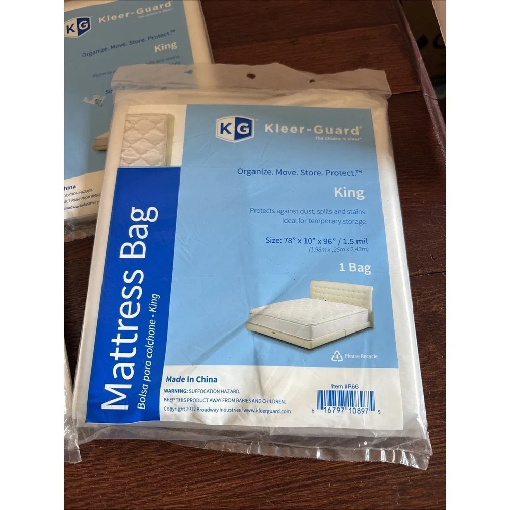 KG Kleer-Guard King Mattress Bag 78x10x96 Organize,move, storage, protect. 3 New